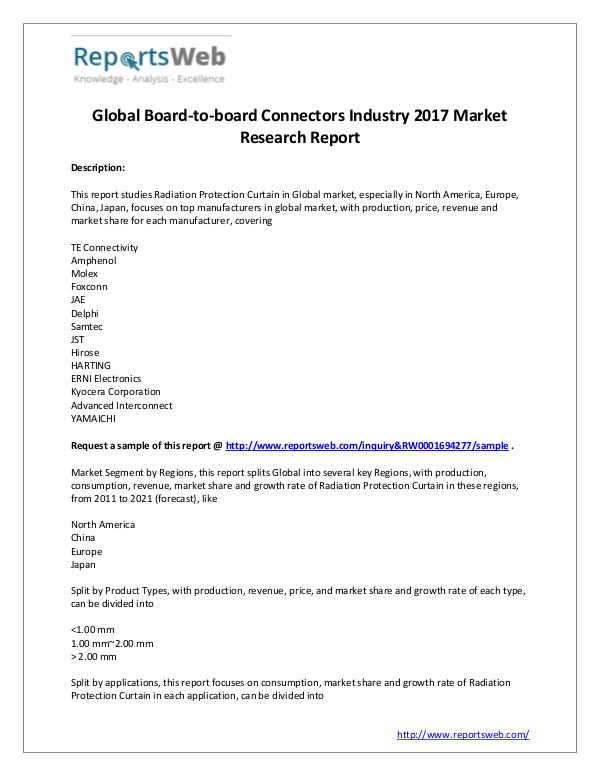 Market Analysis 2017 Global Board-to-board Connectors Market