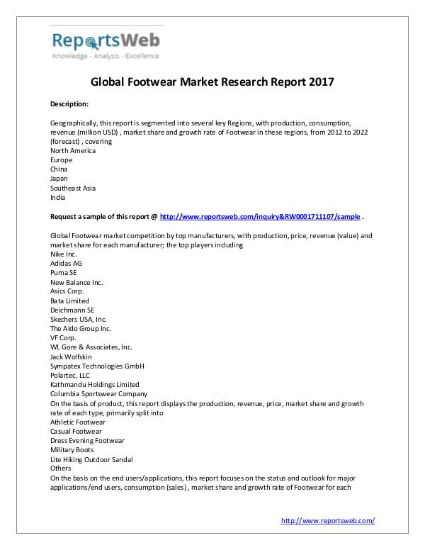Market Analysis 2017 Analysis: Footwear Market Report
