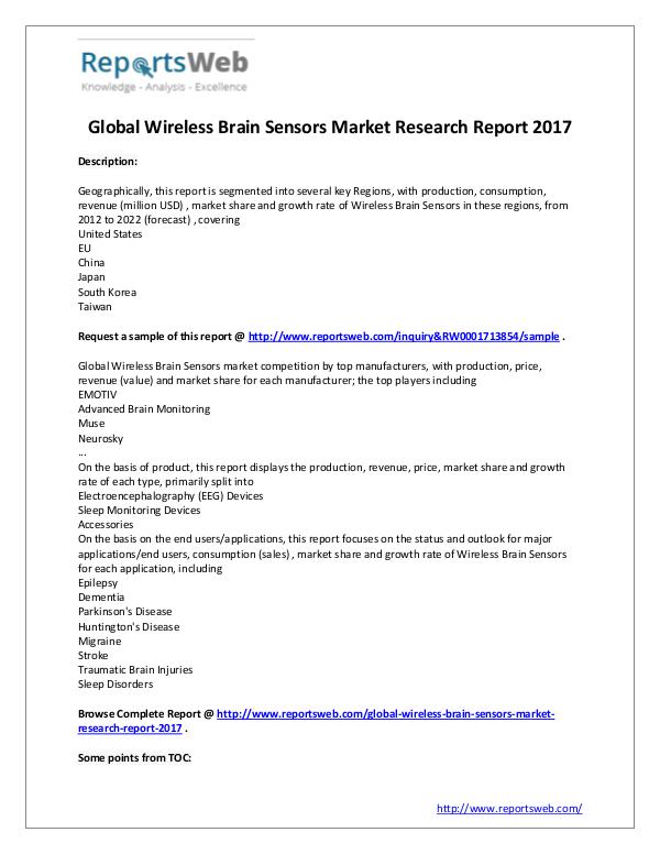 Market Analysis 2017-2022 Global Wireless Brain Sensors Market