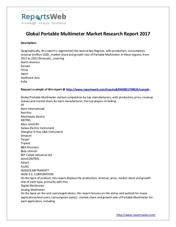 2017 Portable Multimeter Market Research Report