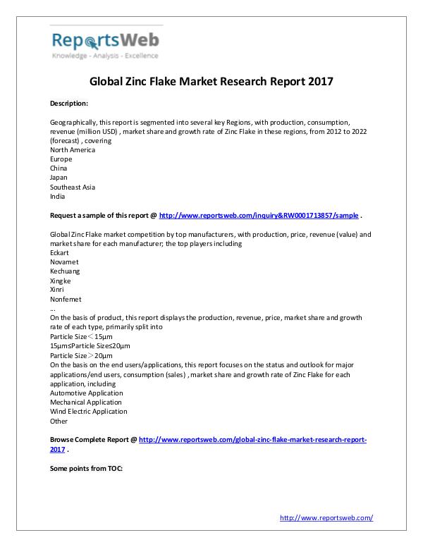 Market Analysis New Study: 2017 Global Zinc Flake Market