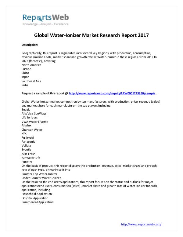 2017 Study: Global Water-Ionizer Industry