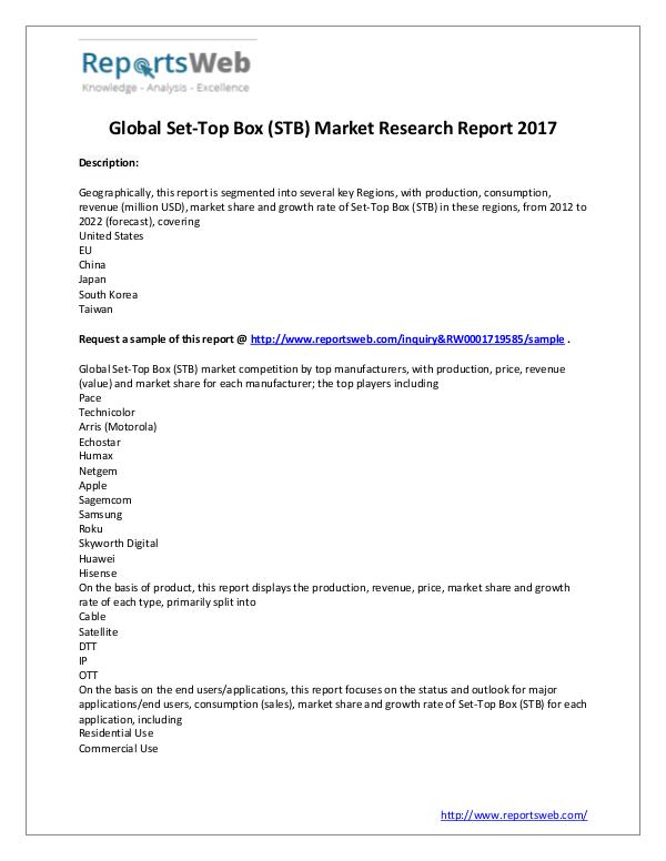 Market Analysis Set-Top Box (STB) Market - Global Trends Study