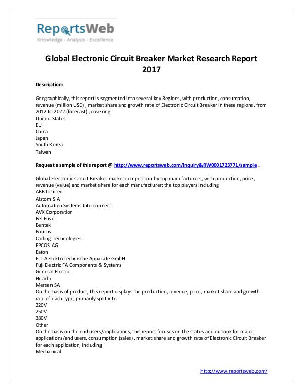Electronic Circuit Breaker Market 2017-2022 Report