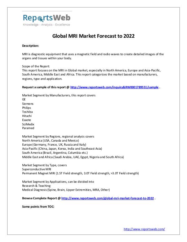 Market Analysis MRI Industry Analysis 2017 – ReportsWeb