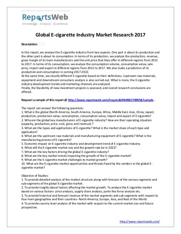2017 Analysis: Global E-cigarette Industry