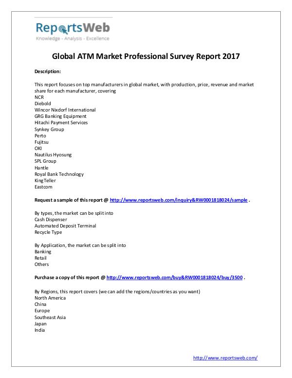 Market Analysis 2017-2022 Global ATM Market Research Report