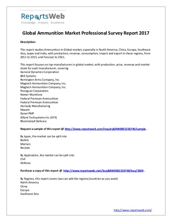 Market Analysis 2017 Study - Global Ammunition Market