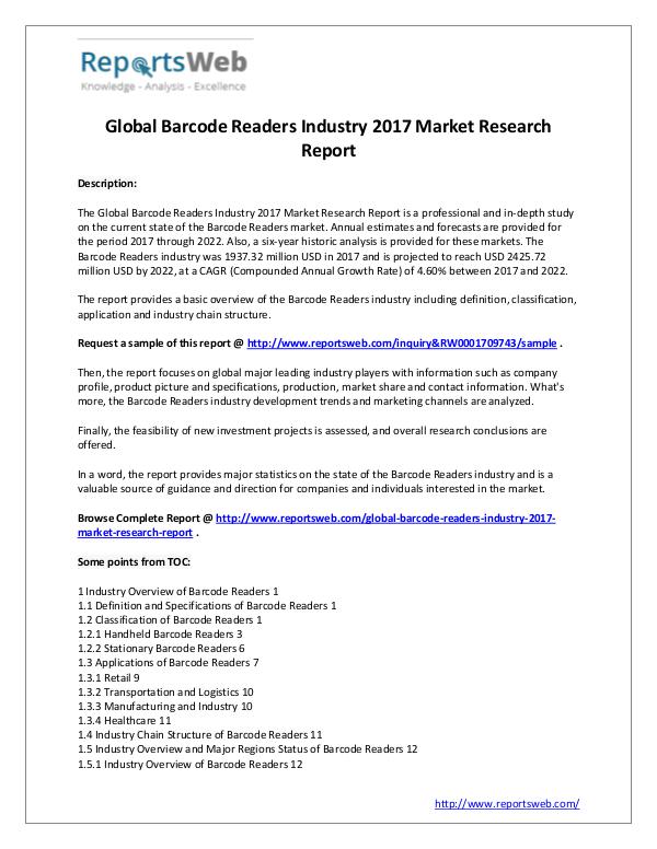 2017 Study - Global Barcode Readers Market