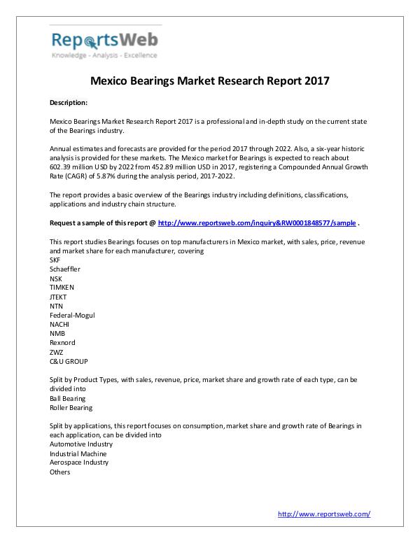 Bearings Market - BeariMexico Research Report 2017