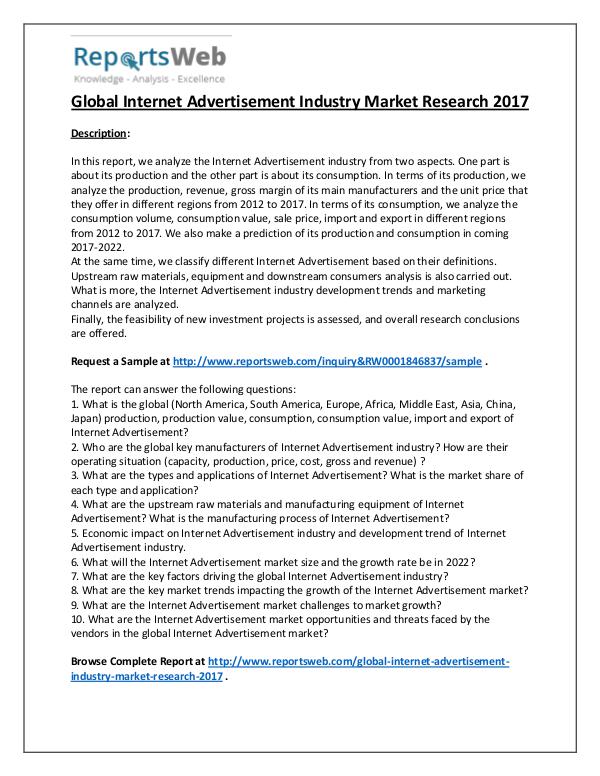 Market Analysis 2017 Development of Internet Advertisement Market