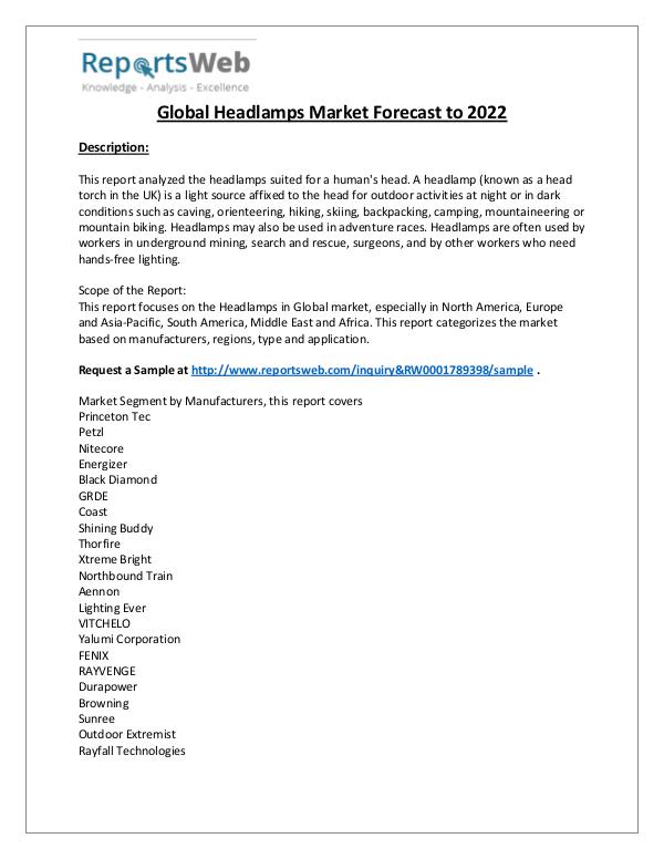 Market Analysis Market Overview of Global Headlamps Industry 2017