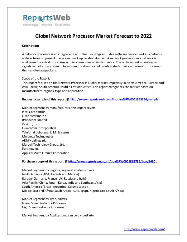 Market Analysis Network Processor Market Opportunities 2017