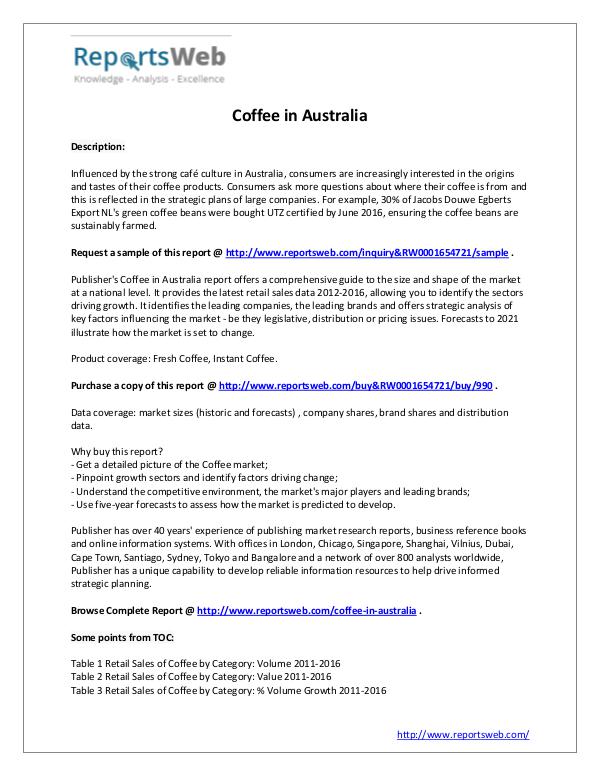 Market Analysis Coffee in Australia