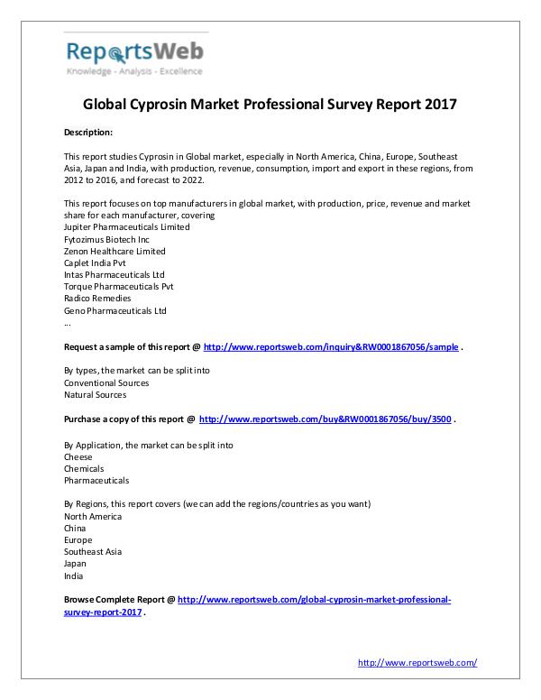 Market Analysis 2017 Study - Global Cyprosin Market