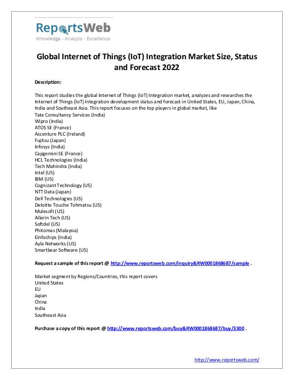 IoT Integration Market 2017-2022 Report