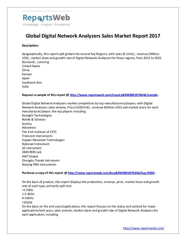 2017 Global Digital Network Analyzers Market