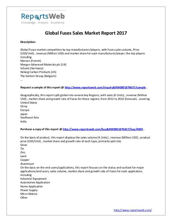 Market Analysis 2017 Study - Global Fuses Market