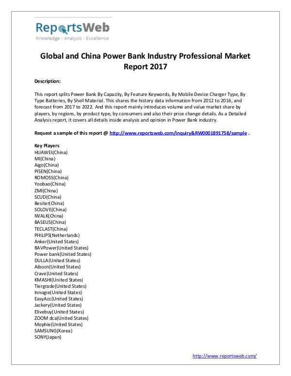 Market Analysis Power Bank Market Regional Forecast 2022
