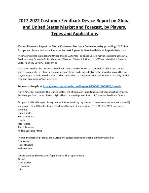 Market Analysis Global and United States Customer Feedback Market