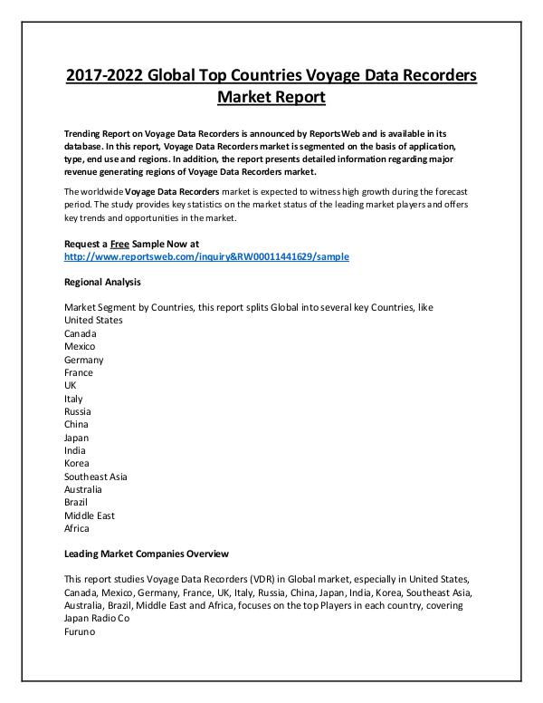 Market Analysis Voyage Data Recorders Market 2017
