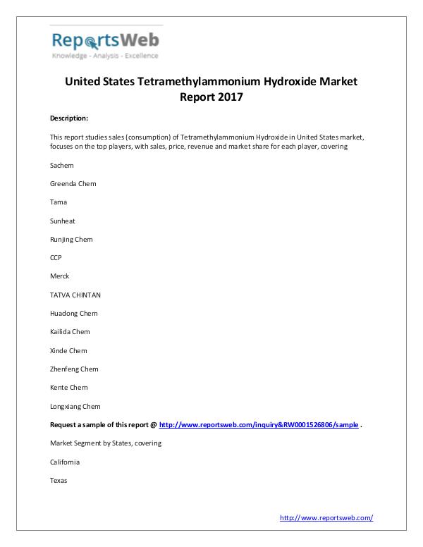 2017 U.S Tetramethylammonium Hydroxide Market