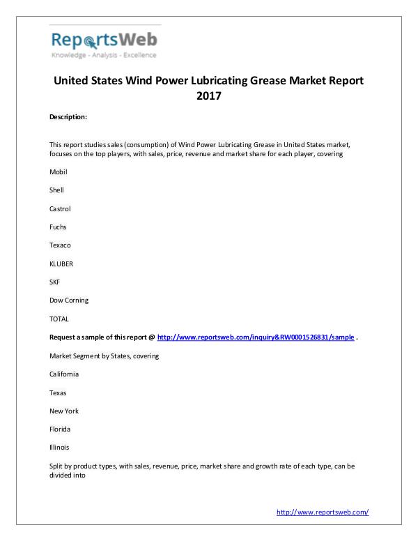 Market Analysis Wind Power Lubricating Grease Industry