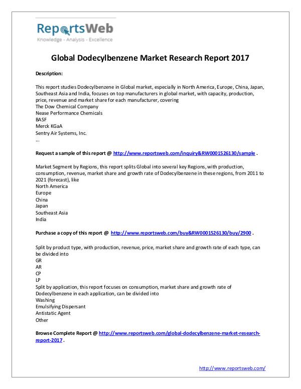 2017 Global Dodecylbenzene Industry Study