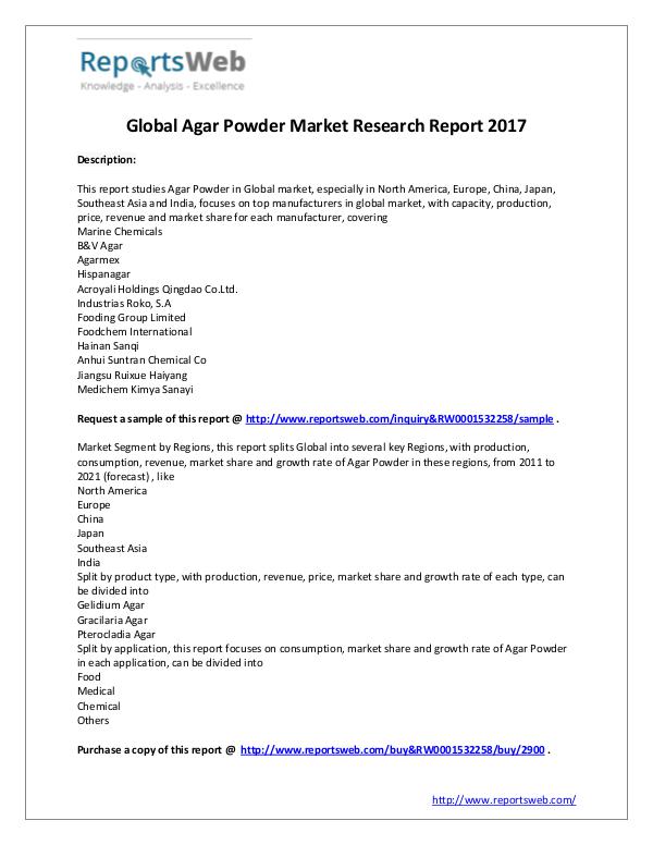 2021 Global Agar Powder Market Future Trend Study