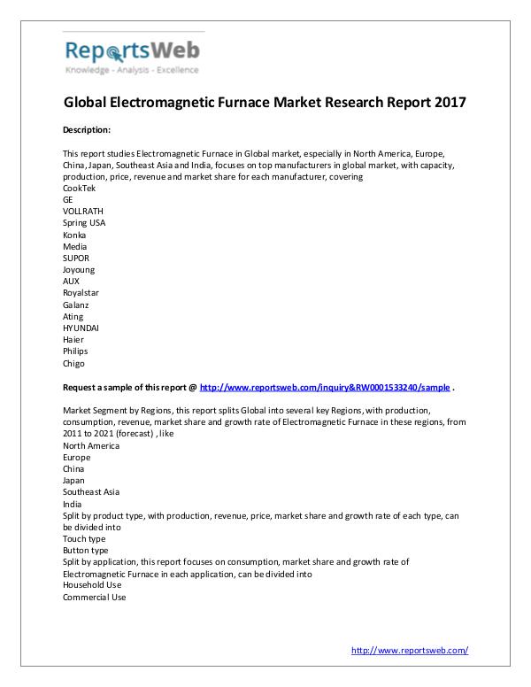 Market Analysis 2017 Study - Global Electromagnetic Furnace Market