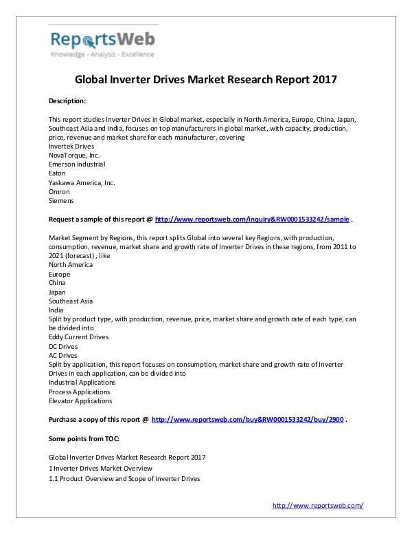 Market Analysis Global Inverter Drives Industry 2017 Study