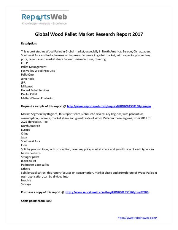 Market Analysis 2017 Analysis: Global Wood Pallet Industry