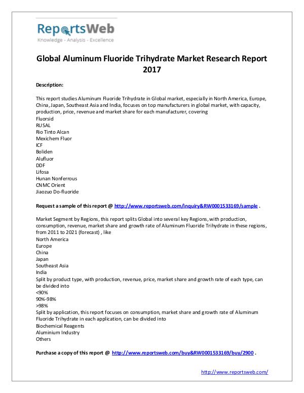 Market Analysis 2017 Global Aluminum Fluoride Trihydrate Market