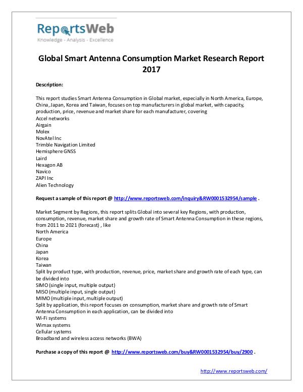 Market Analysis 2017 Global Smart Antenna Consumption Industry