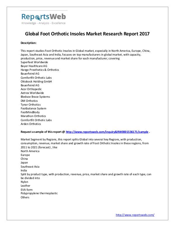 Foot Orthotic Insoles Market - Global Research