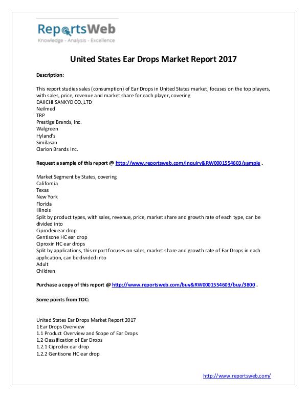 2022 Forecast: United States Ear Drops Industry