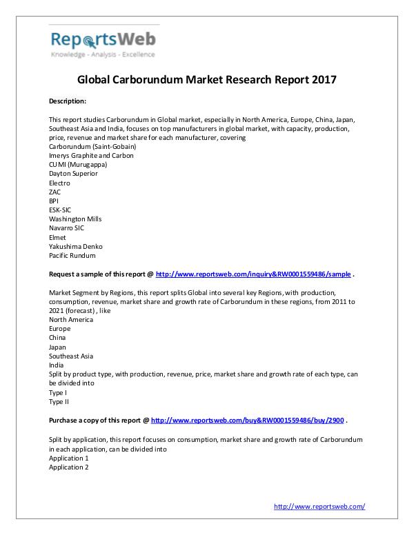 Market Analysis Global Carborundum Market Manufacturers Analysis