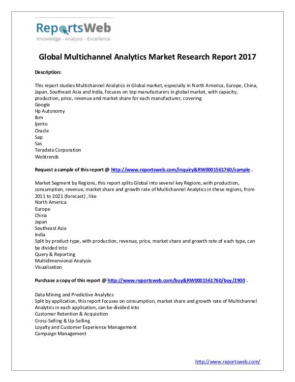 Market Analysis 2017 Global Multichannel Analytics Market