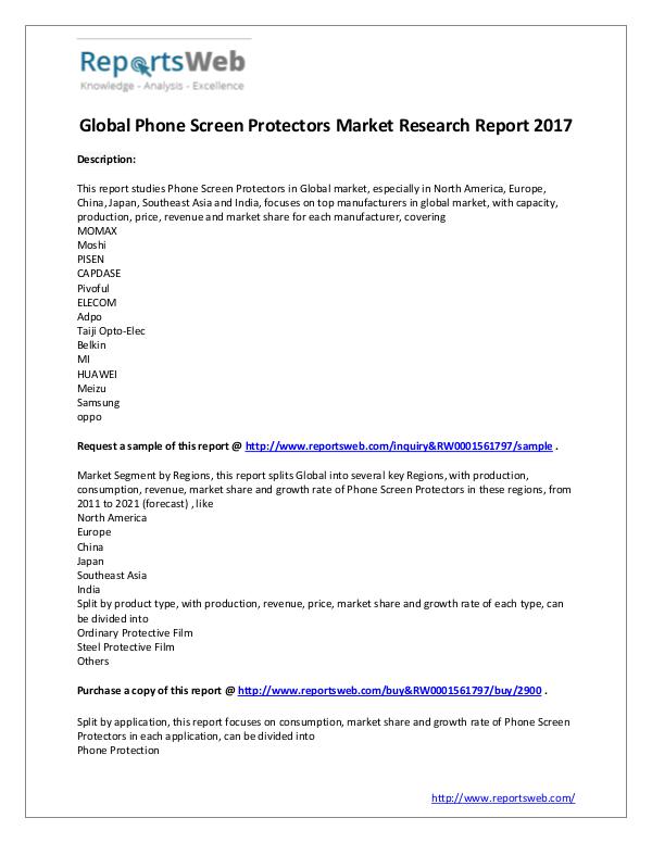 Market Analysis 2022 Global Phone Screen Protectors Market