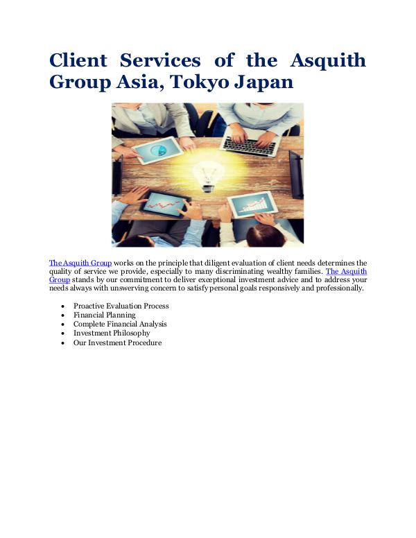 The Asquith Group Asia, Tokyo Japan Client Services
