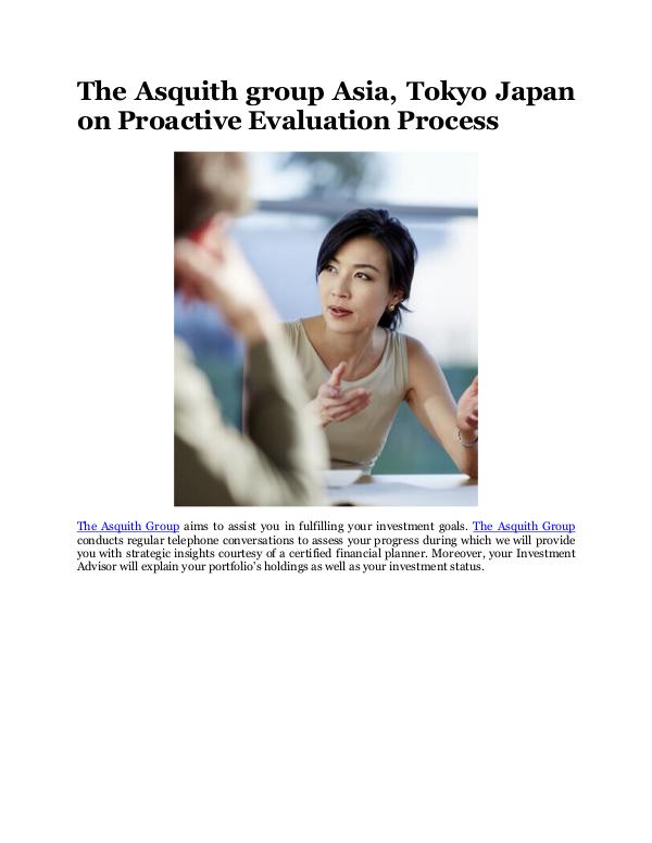 The Asquith Group Asia, Tokyo Japan Proactive Evaluation Process