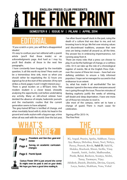 The Fine Print Issue 4, April 2014