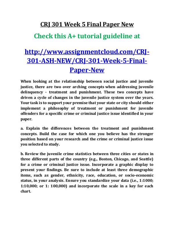 ASH CRJ 301 Entire Course New ash CRJ 301 Week 5 Final Paper New