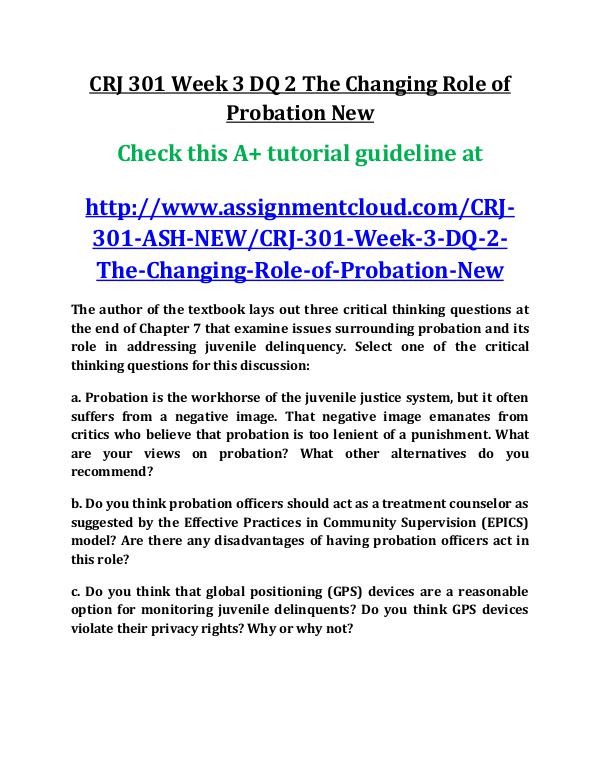 ash CRJ 301 Week 3 DQ 2 The Changing Role of Proba