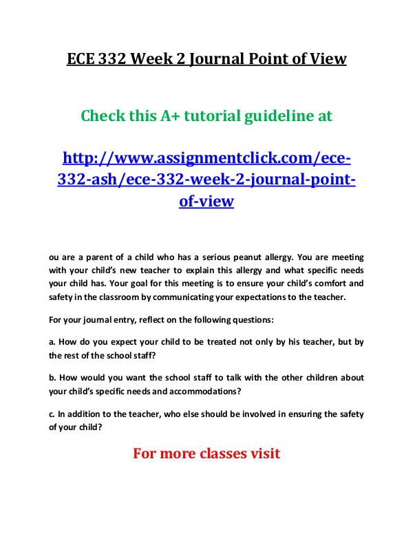ASH ECE 332 Entire Course ECE 332 Week 2 Journal Point of View
