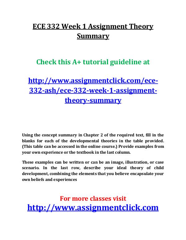 ASH ECE 332 Entire Course ECE 332 Week 1 Assignment Theory Summary