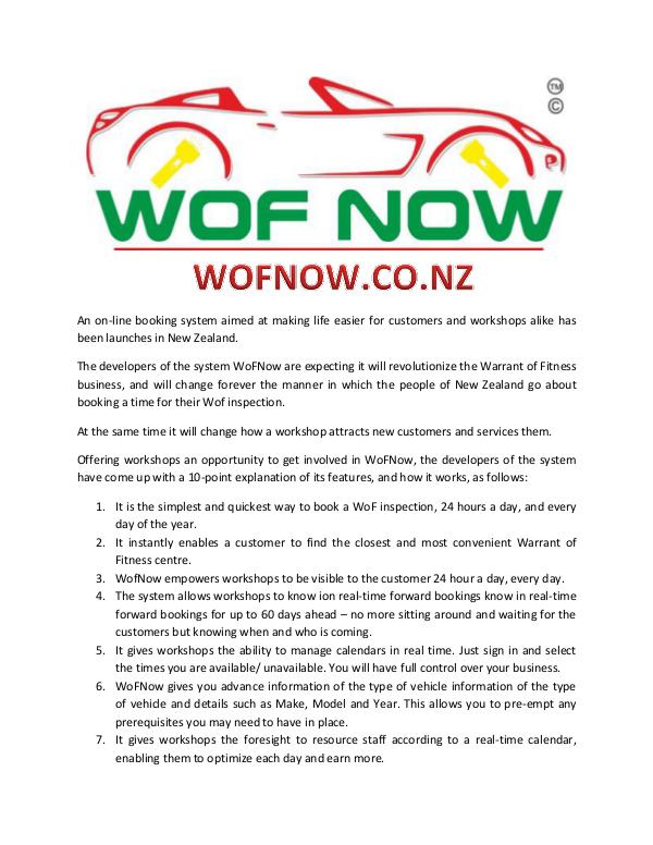 WOF NOW Article about WOF NOW