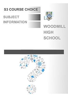 Woodmill High School S3 Course Choice