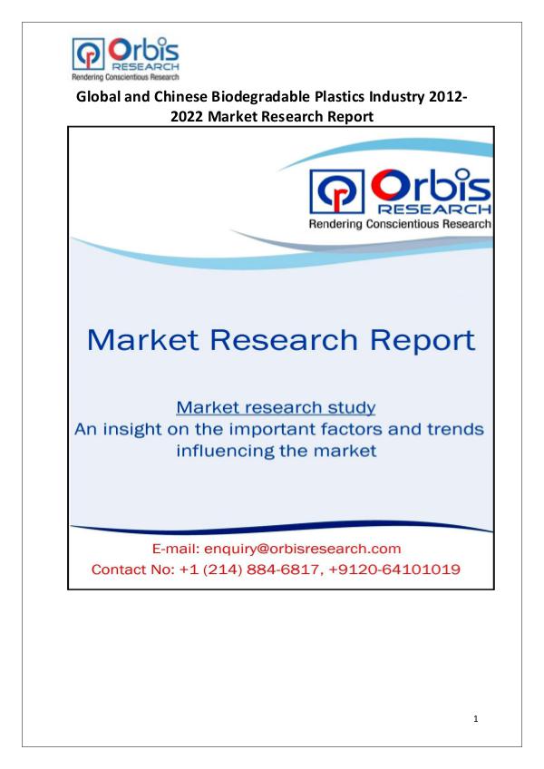 Market Research Reports Globally & Chinese Biodegradable Plastics Industry