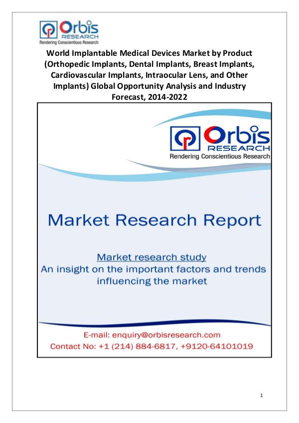 Market Research Reports Implantable Medical Devices Industry Worldwide